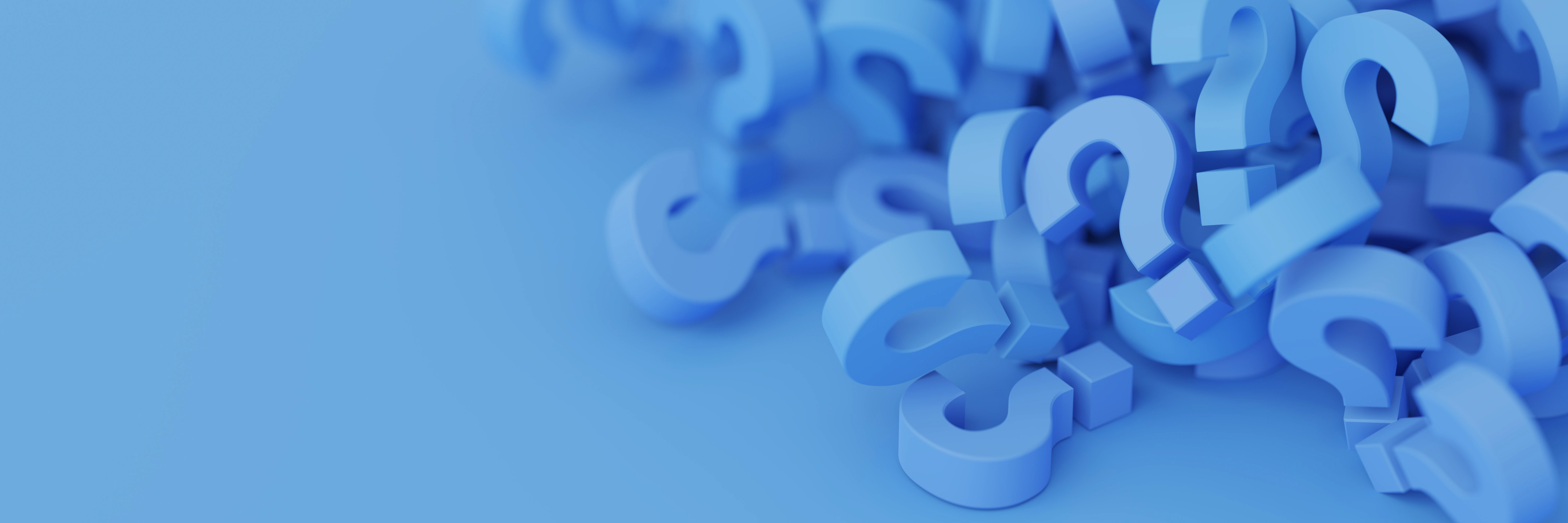 Mange spørgsmålstegn i blå