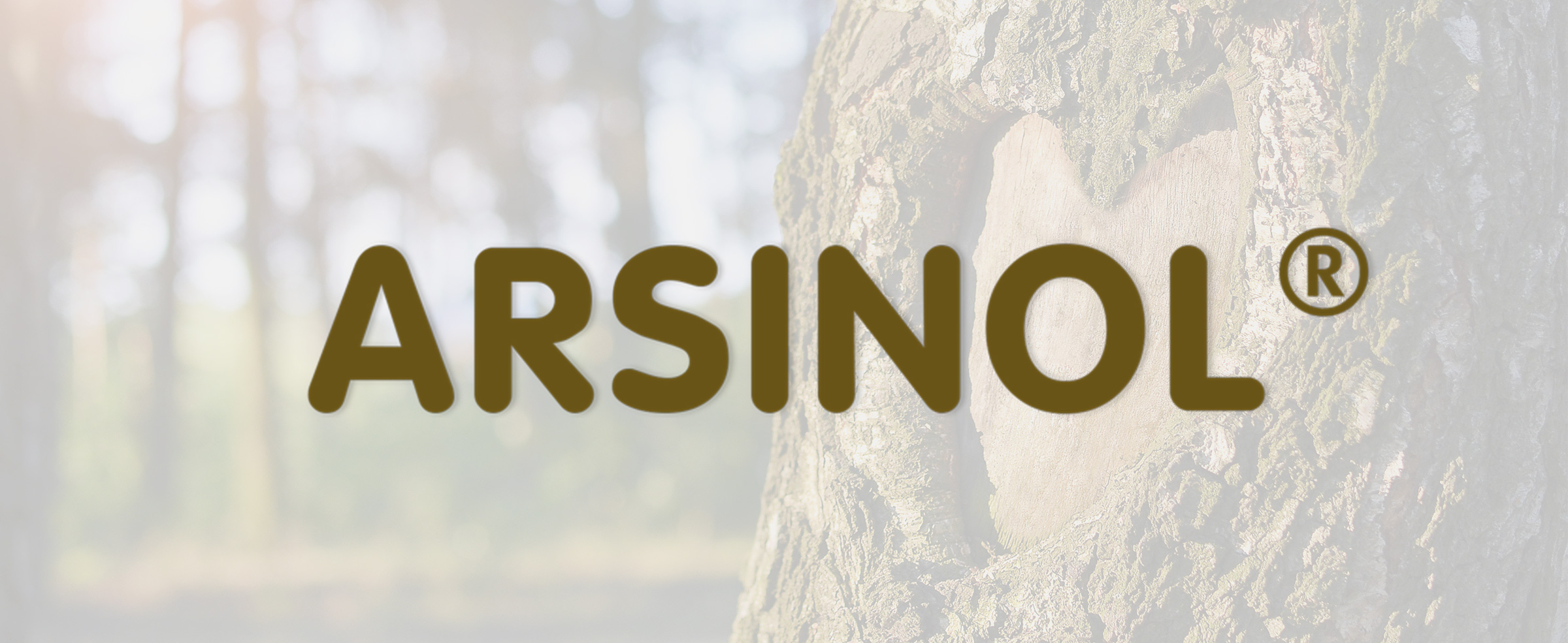 Arsinol Træbeskyttelse logo med træ i baggrunden