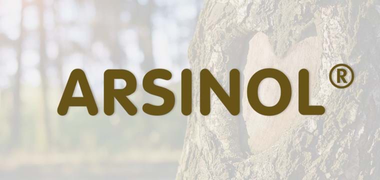 Arsinol Træbeskyttelse logo med træ i baggrunden
